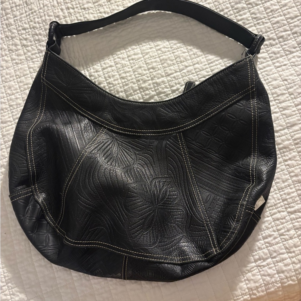 Franco Sarto Black Textured Shoulder Bag